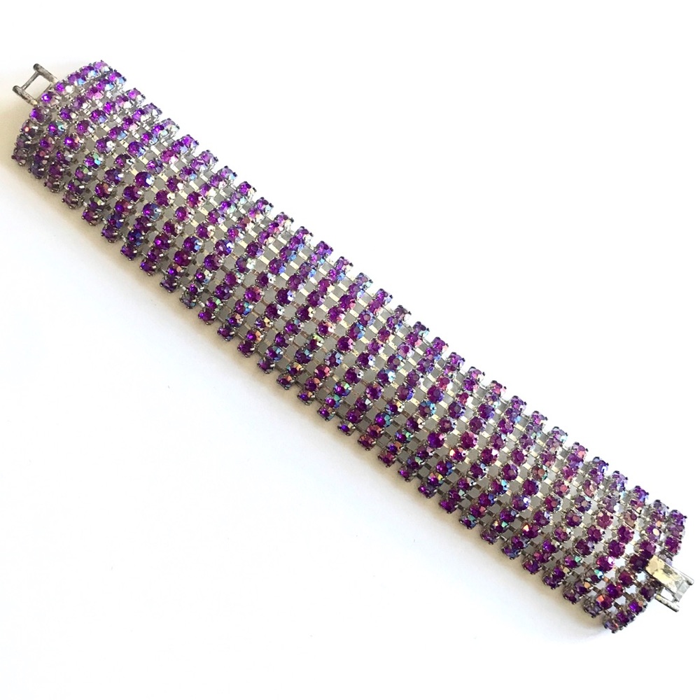 Amazing Silver Bracelet with Purple Swarovski Stones - NWT